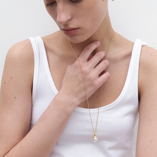 cap pearl necklace - gold