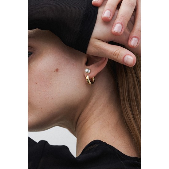 curve pearl earring - gold