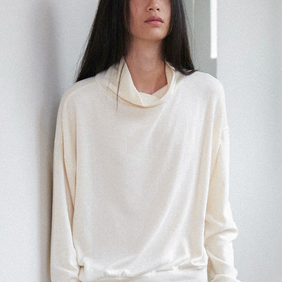 Turtleneck logo sweatshirt - Ivory