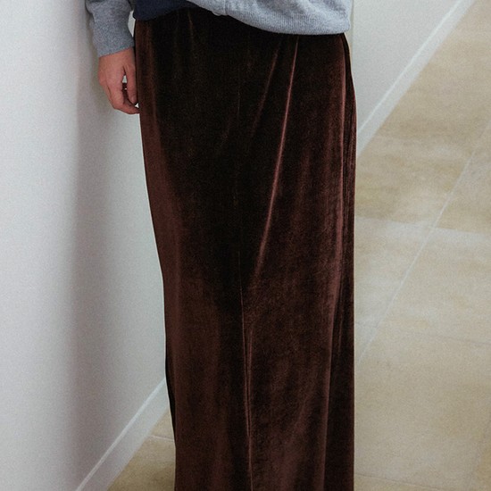 Velvet maxi skirt - Brown
