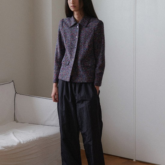 Nylon fleece twotone pants - Navy