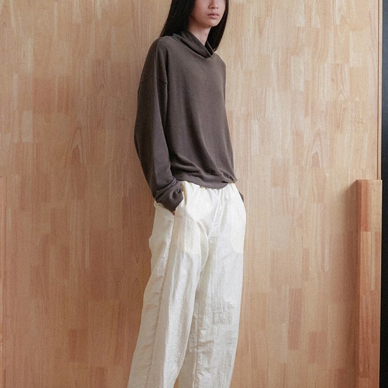 Nylon fleece twotone pants - Cream