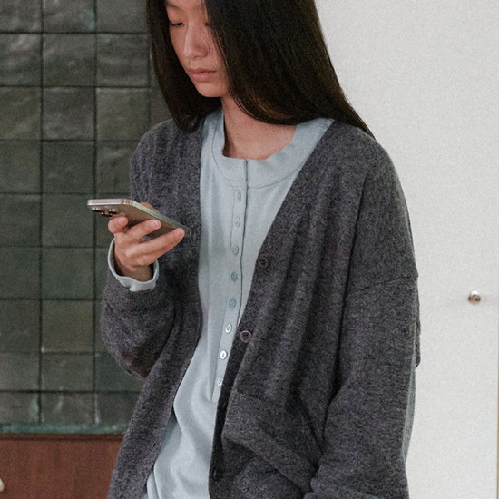 Pocket Knit Cardigan - Charcoal