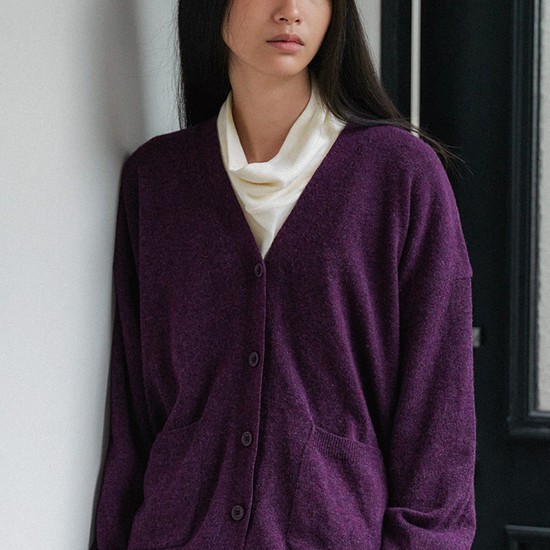Pocket Knit Cardigan - Purple
