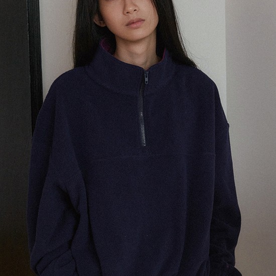 Fleece Quarter Top - Navy
