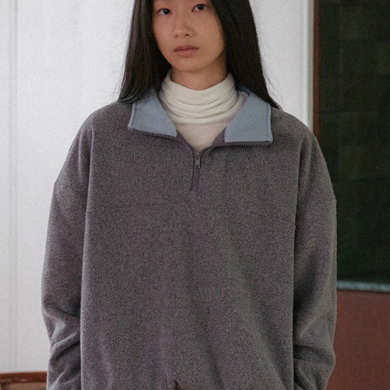 Fleece Quarter Top - Gray