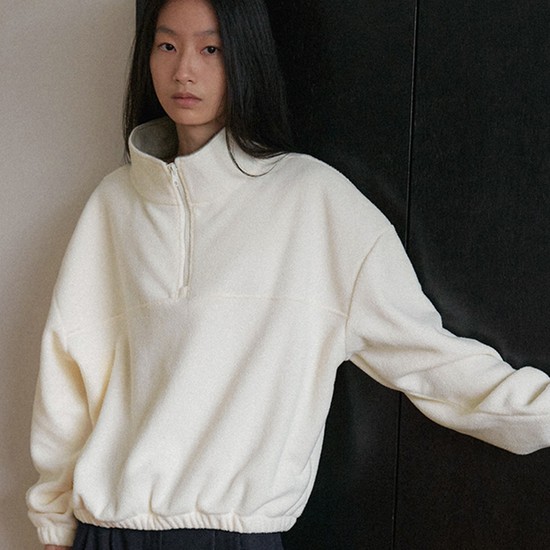 Fleece Quarter Top - Ivory