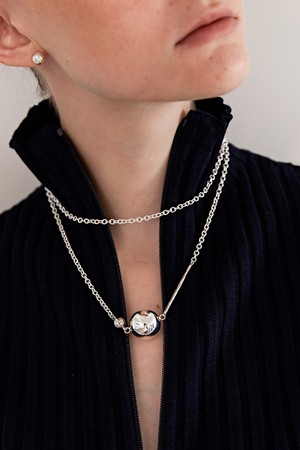 rhythm long chain necklace - silver
