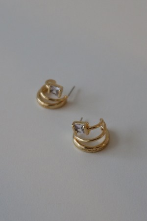 triple hoop square earring