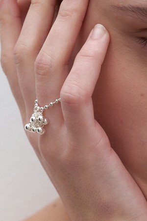 popping ball ring - silver