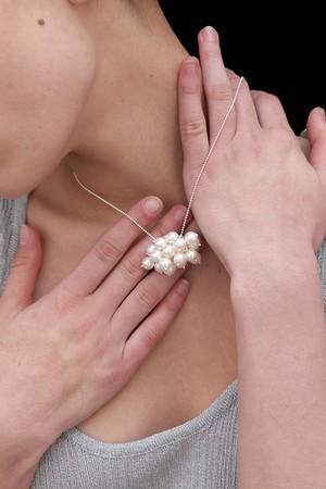 bunch pearl necklace - silver