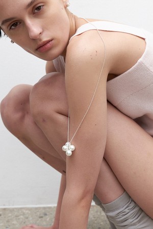big popping pearl necklace - silver