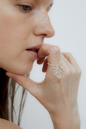 popping clear ring - silver