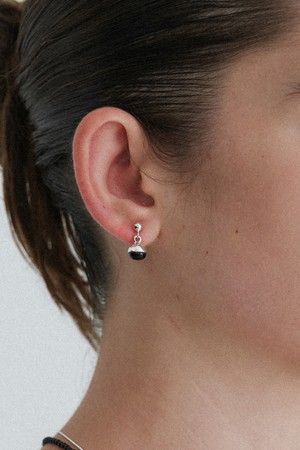 half cap onyx earring