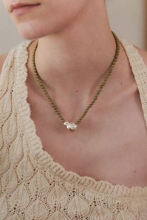 spiral pierce jade necklace - avocado