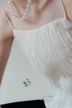 big popping clear necklace - silver