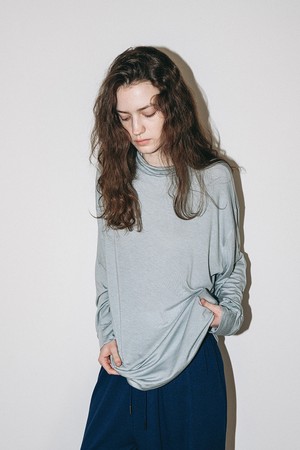 Soft loose-neck top - Blue