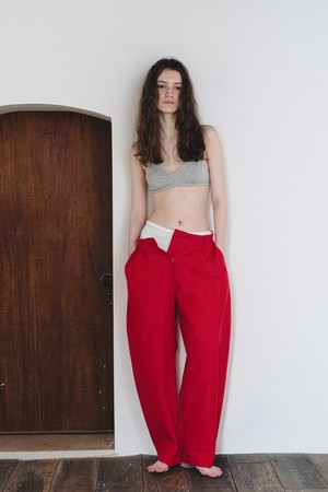 Side curve pants - Red