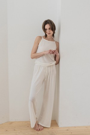 Sheer knit pants - White