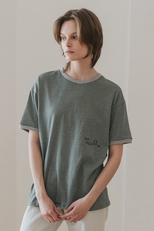 Embroidery stripe top - Green