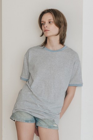 Embroidery stripe top - Gray