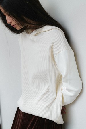 Waffle Hooded Top - Ivory
