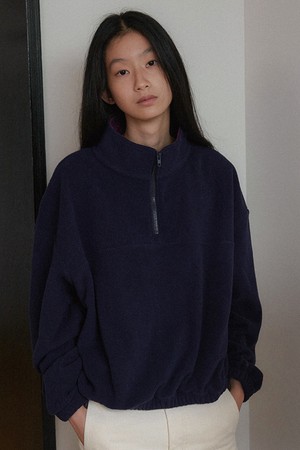 Fleece Quarter Top - Navy