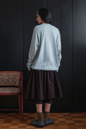 Shirring Flare Wrap Skirt - Brown