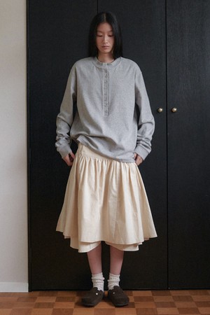 Shirring Flare Wrap Skirt - Ivory