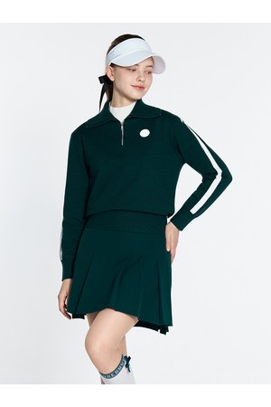 듀빅 여성 쿼터집업 배색 방풍 니트스웨터 DG4WSW286TG_GREEN-a