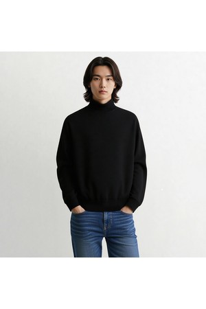 캐시미어 혼방 롱 터틀넥 블랙 BNEWSW854BK