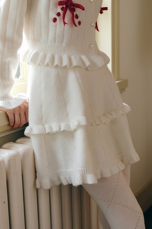 Cest_Ruffle knit skirt