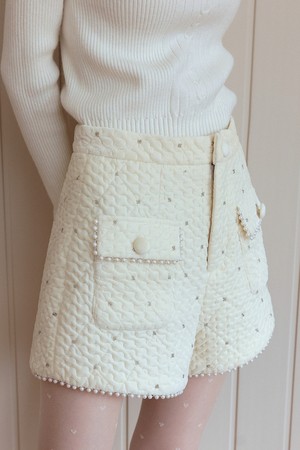 Cest_Elegant quilted short pants