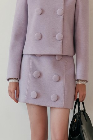 Cest_Lavender button wool skirt