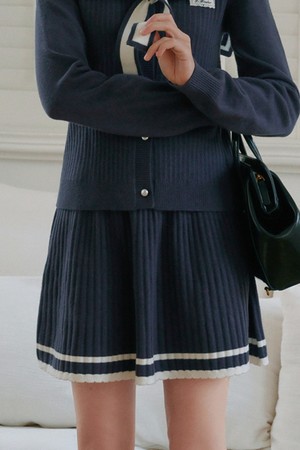 Cest_Navy knit skirt