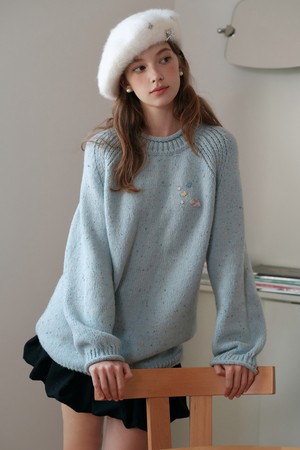 Cest_Colorful dot knit sweater