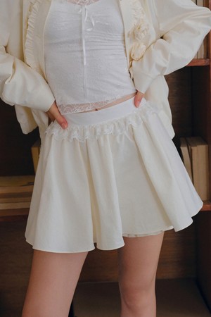 Cest_Ruffle lace layered skirt
