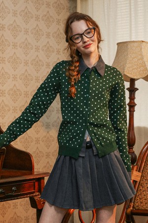 DD_Dark green polka dot cardigan