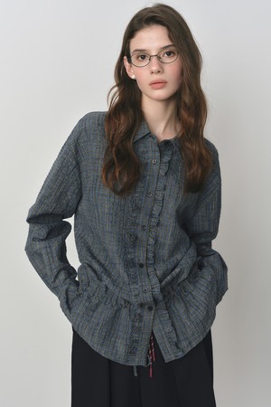 WD_Plaid drawstring shirt