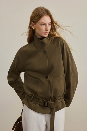 YY_Lace-up slimming cropped jacket
