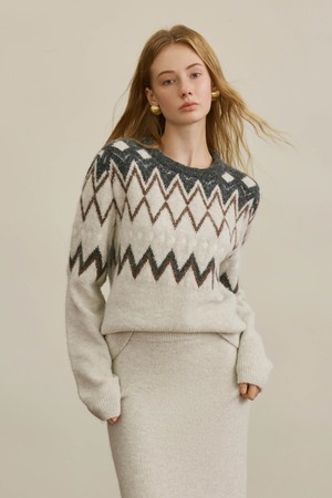 YY_Fair Isle casual knitted top