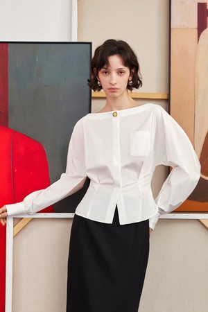 YY_New off-white waist blouse