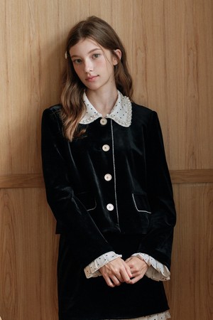 Cest_Polka dot velvet jacket