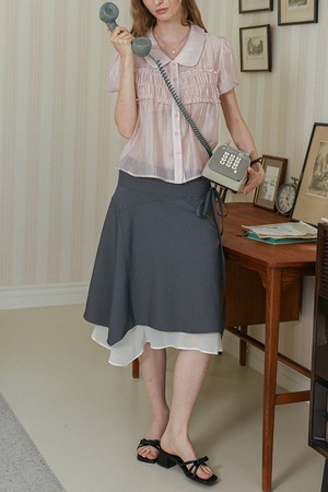Asymmetry layered midi skirt_2color