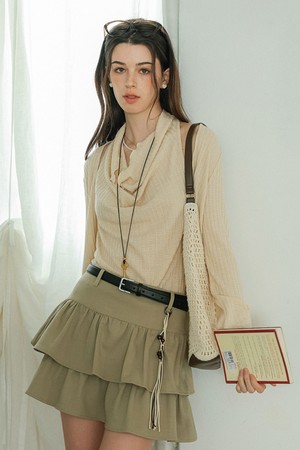 Sleeveless drape top and cardigan knit set_2color