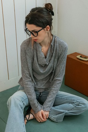 Sleeveless drape top and cardigan knit set_2color