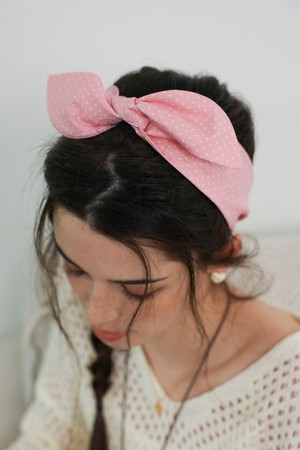 Dot pattern twilly scarf_2color