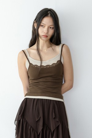 Layered lace camisole tank top_2color