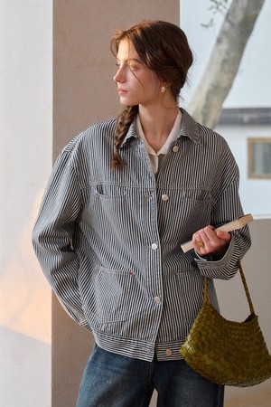 SR_Pinstripe denim shirt jacket_2color