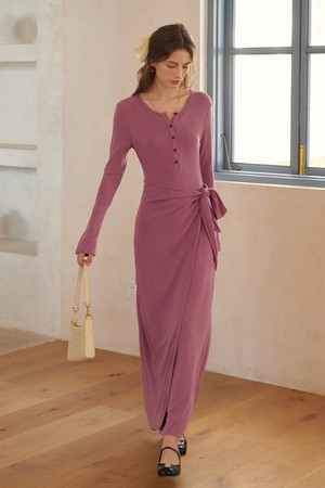 Fake two-piece strappy dress_2color